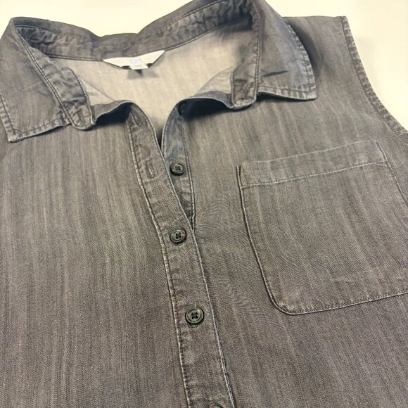 Black chambray sleeveless top with collar size XXL - Picture 2 of 4